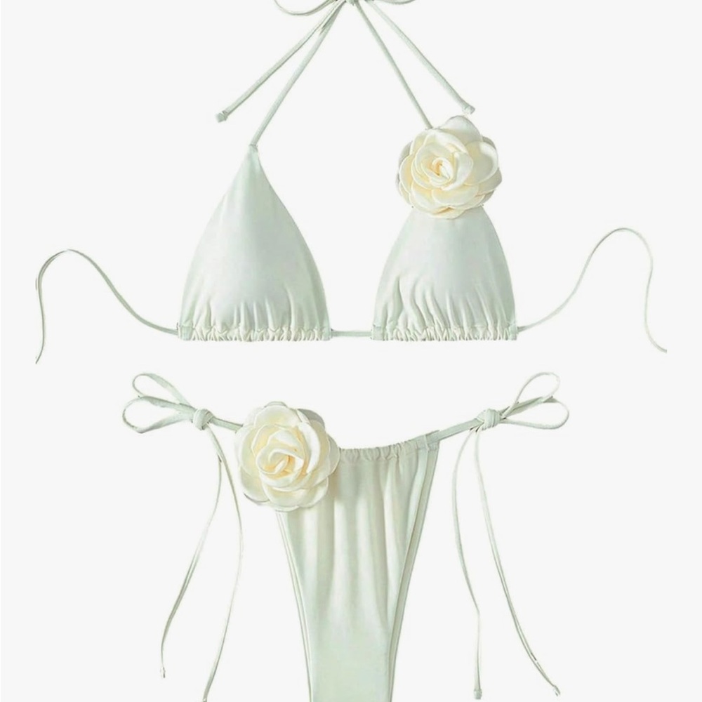 Amazon Cream Bikini with Floral Details